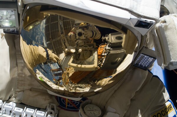 Reflection in a space suit