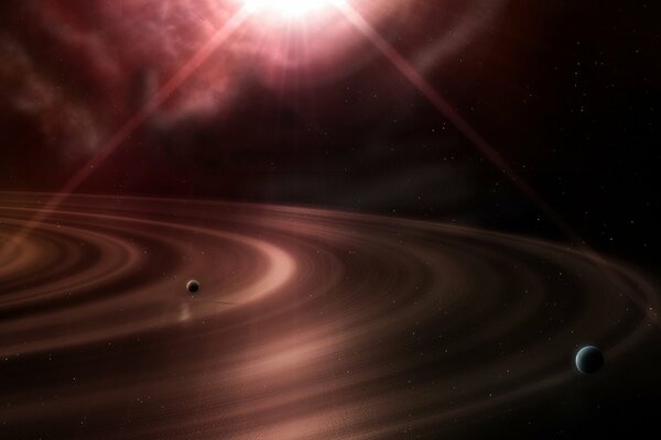 Hermoso espacio con la imagen de los anillos de los planetas del sistema solar