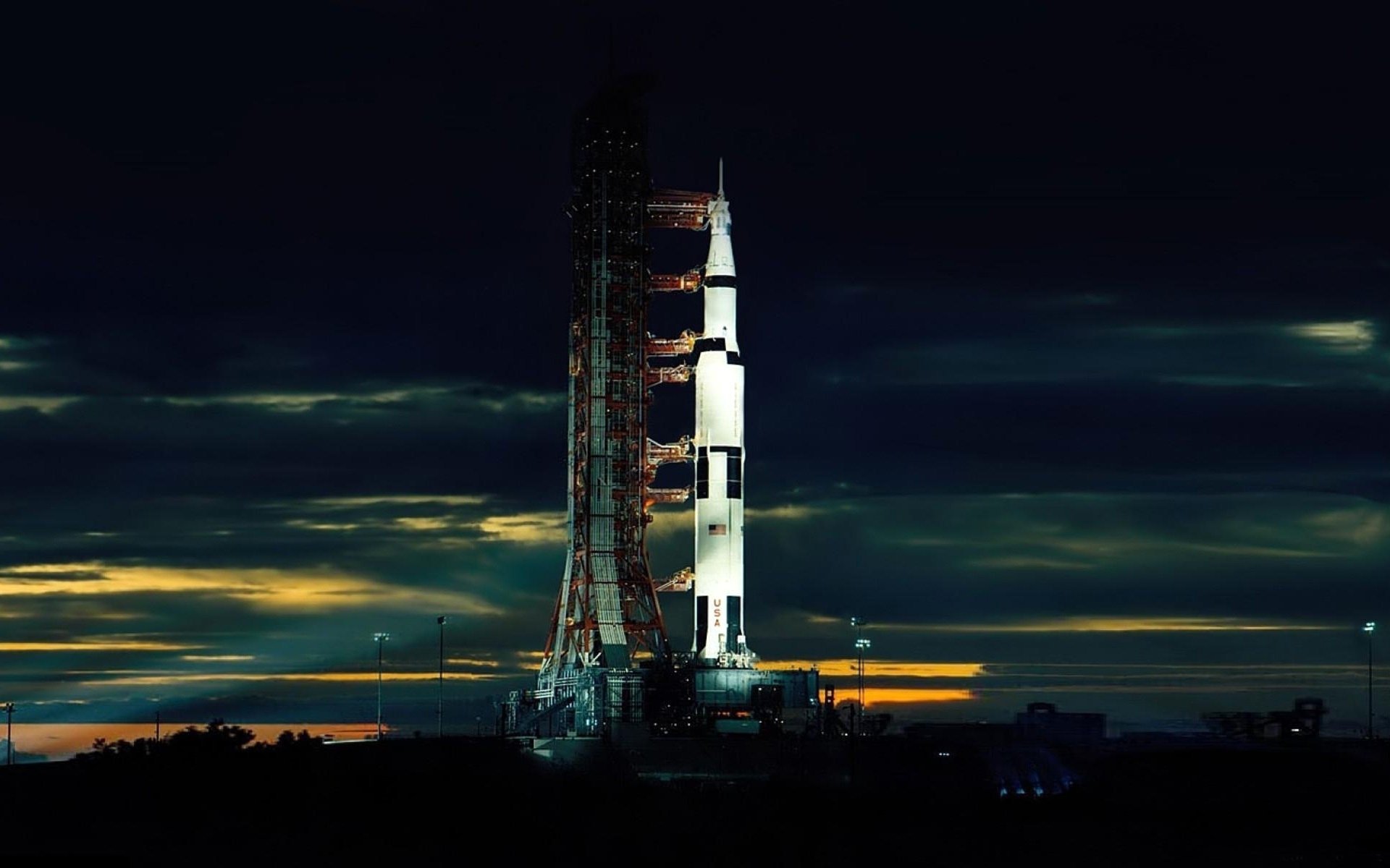 rocket shuttle start sky night cloud