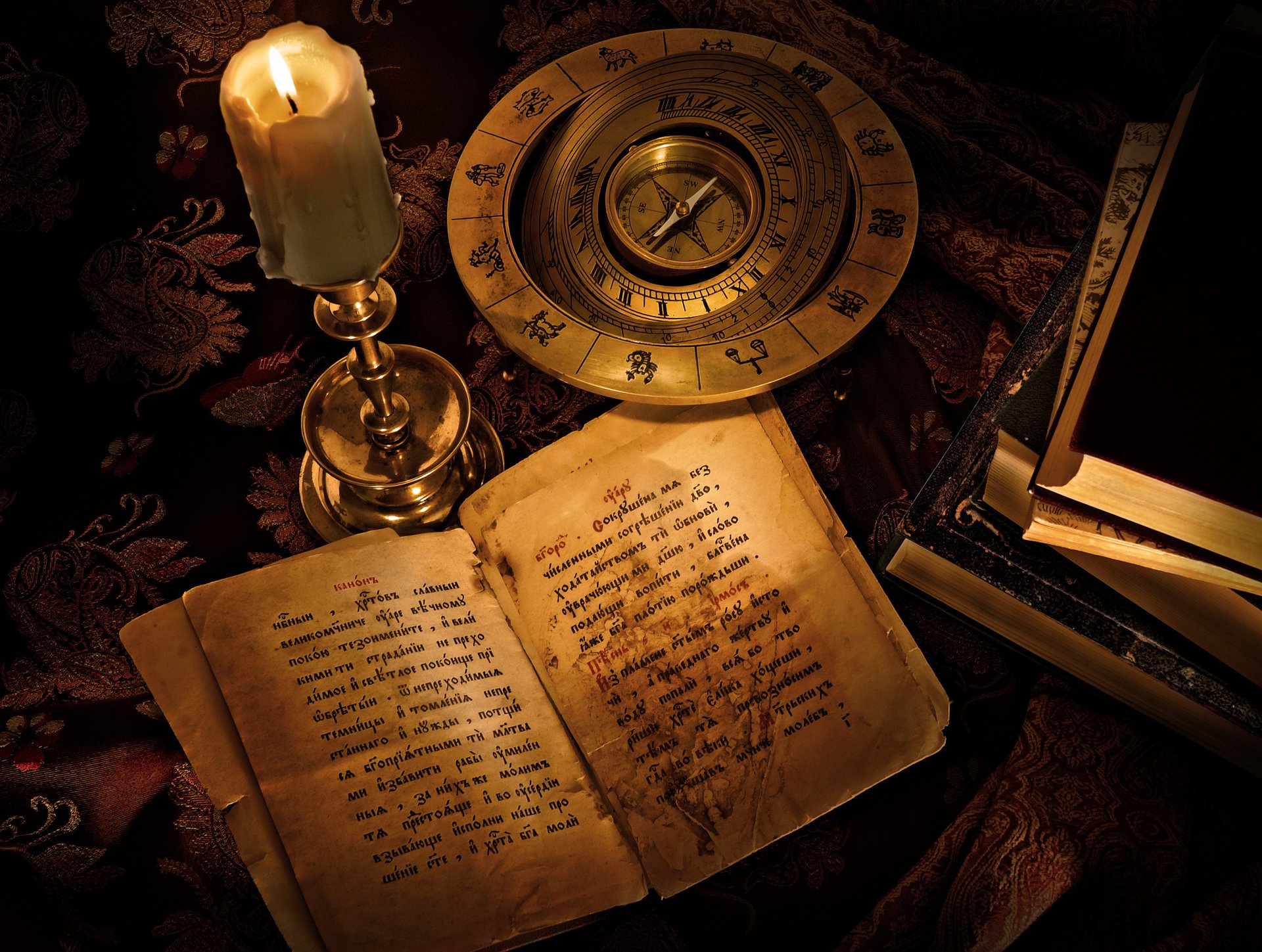 candle compass the inscription books the signs of the zodiac