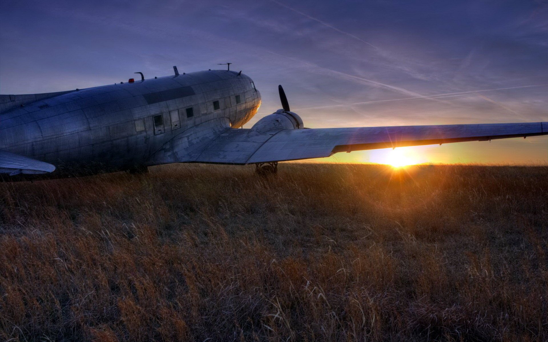 the plane landscape sunset