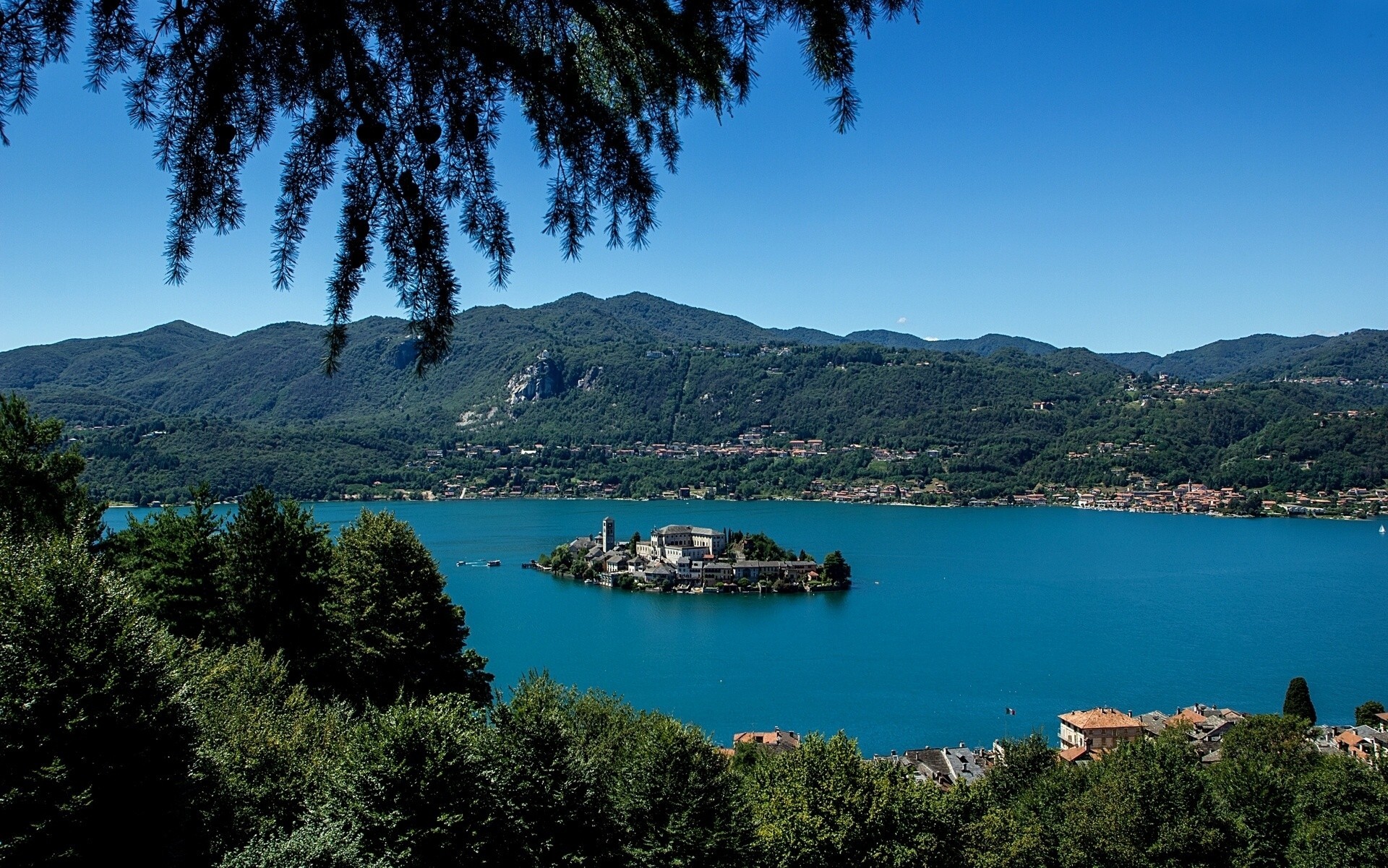 italia paisaje piamonte lago horta isla panorama montañas