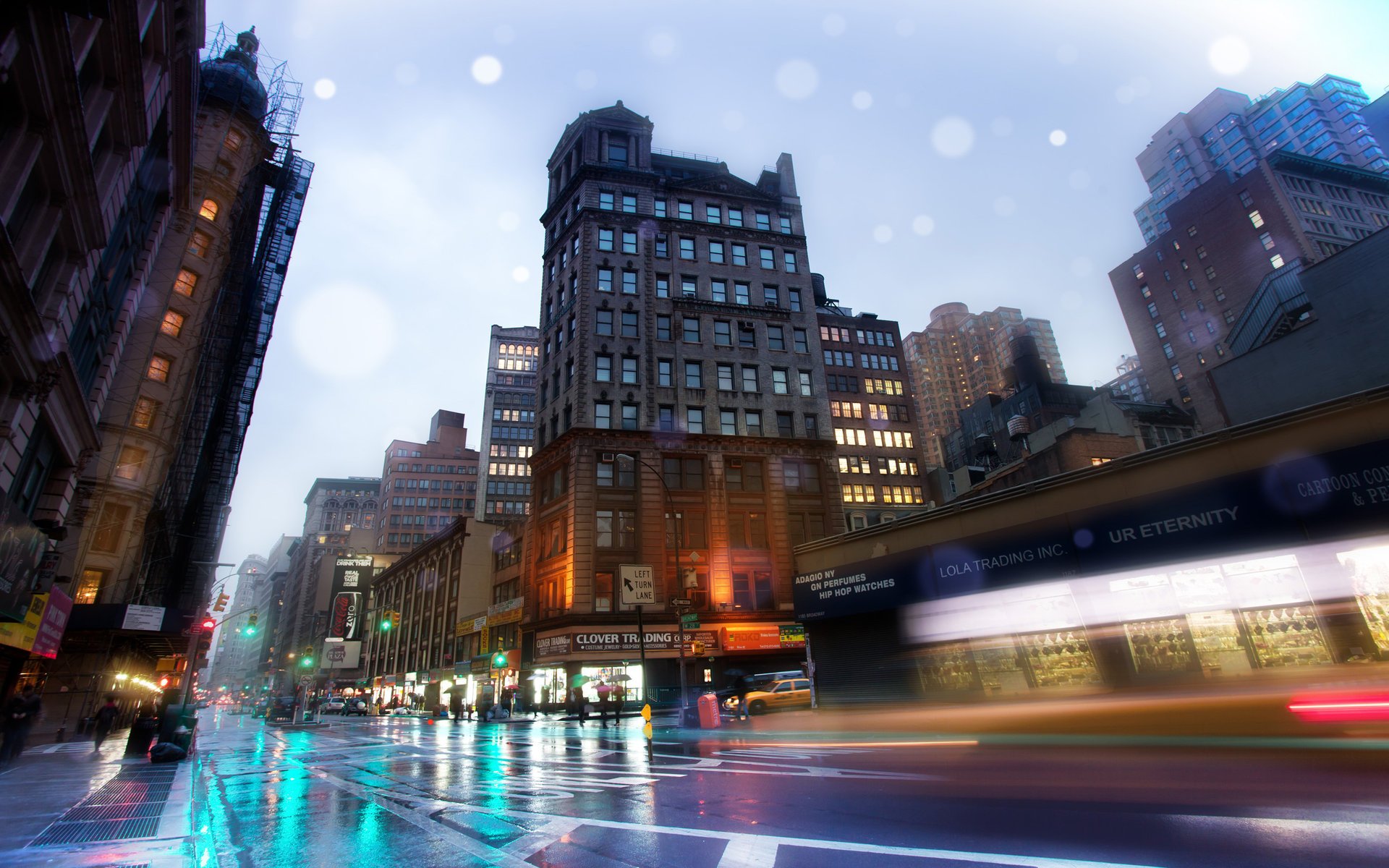 broadway slick streets broadway rainy night new york usa new york nyc