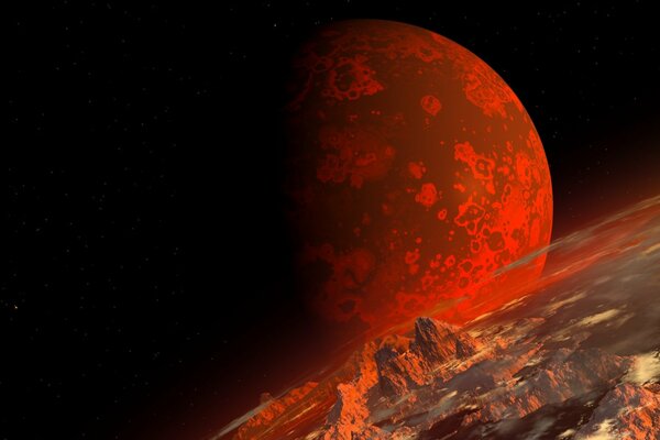 Die Landschaft des roten Planeten im Weltraum