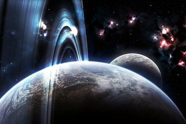 Planets in space. Rings around the planet