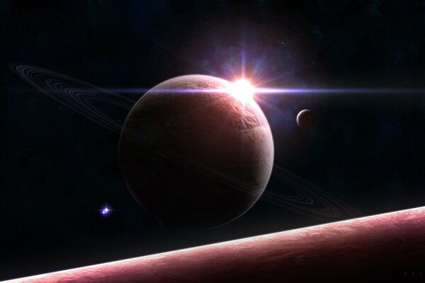 Cosmos. Planète dans les anneaux de lumière