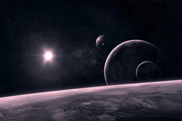 Dans l espace, nous pouvons voir des planètes avec des corps Cosmiques