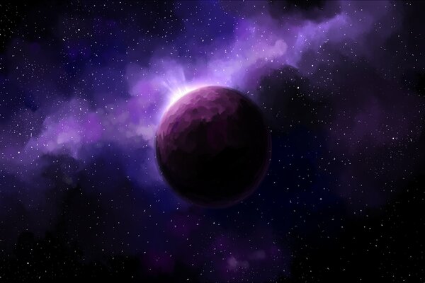 La nebulosa splendente ha illuminato il pianeta viola