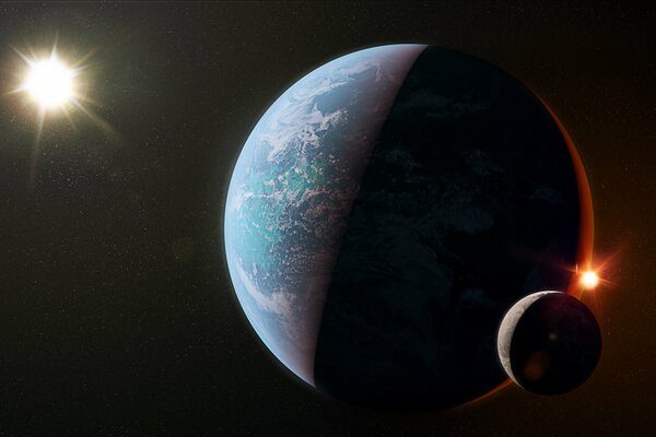 Der Planet warf einen Schatten in Richtung der Sonne