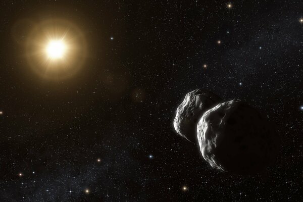 Asteroidi solitari che volano nel vuoto