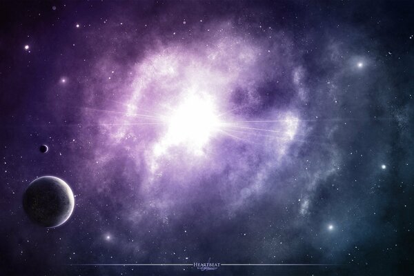 Космос,. Фиолетово свечение звезды