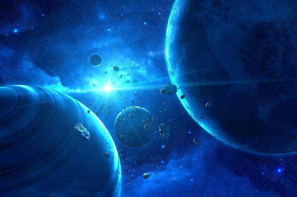 Photo espace astéroïdes étoiles planètes