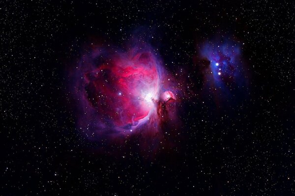 Colorful photo of the Orion nebula