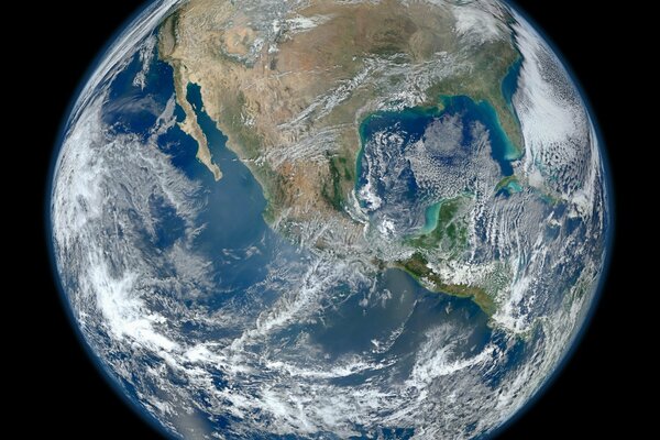 Vista del planeta tierra desde América del Norte y el Golfo de México