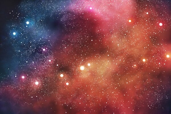 Gwiezdna mgła bawi się jasnymi kolorami w kosmosie