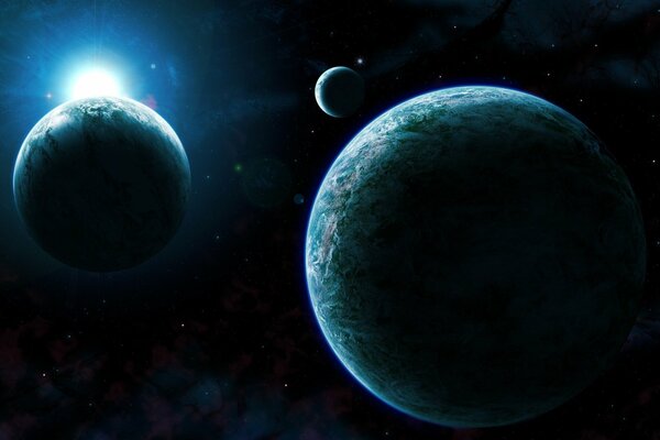 Fantastyczna przestrzeń kosmiczna z planetami