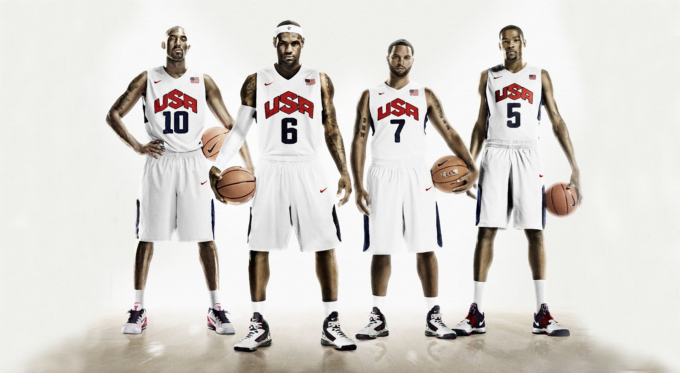 lebron james kobe bryant deron williams durant nike usa basket-ball quatre sport