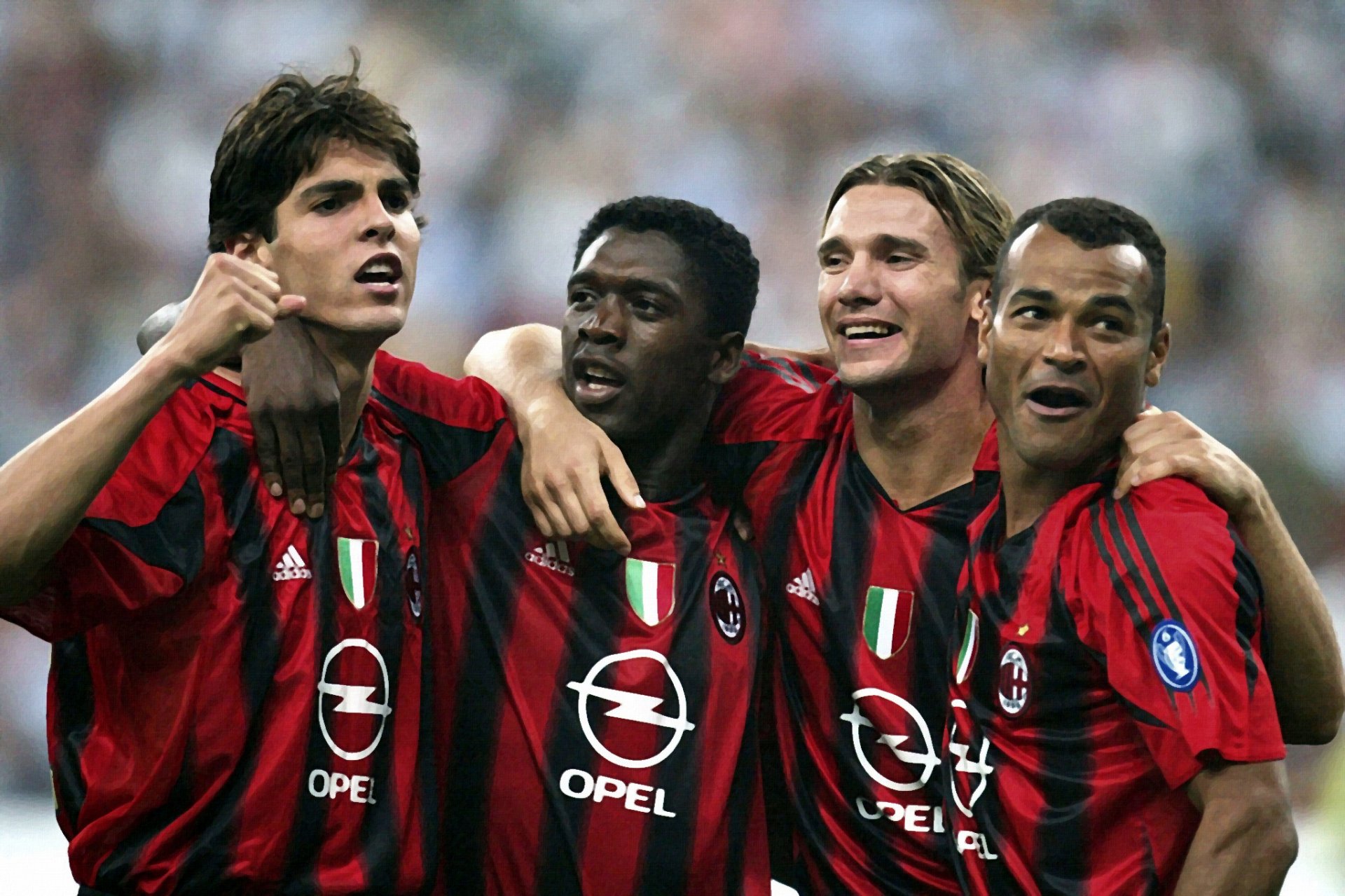 ricardo kaka andriy shevchenko clarence seedorf cafu milan football players sports photoshop