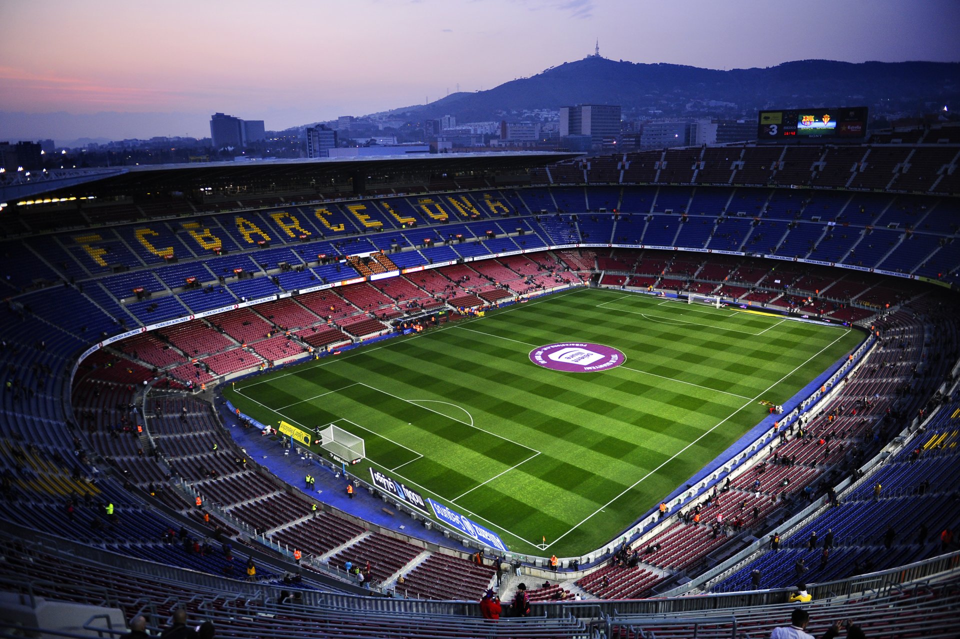 camp nou stadium barcelona night the field football