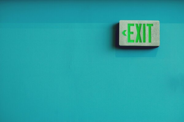 Exit indicator on a blue background