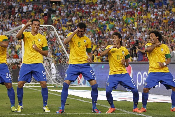 Football, équipe du Brésil sur le terrain