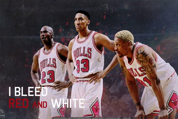 Three famous basketball players in white sports uniforms