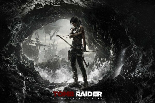 Lara croft in einer dunklen Höhle