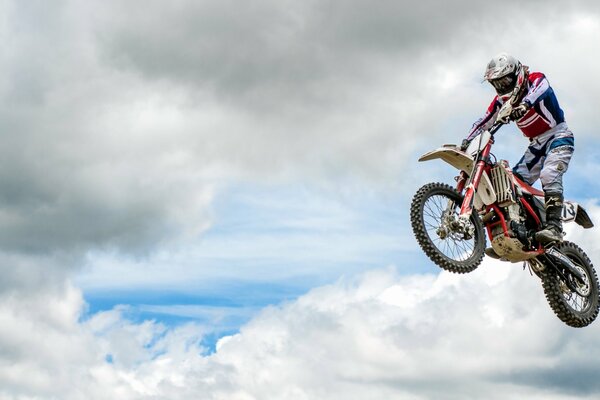 Jump on a sports motorcycle into the sky