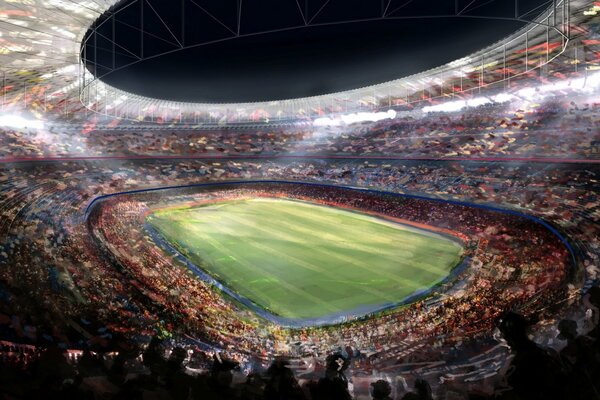 Ungewöhnliche Zeichnung des Stadions von Barcelona