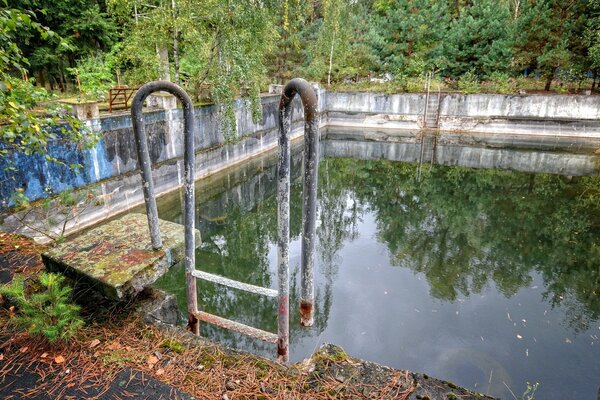 Outdoor sports pool on the background