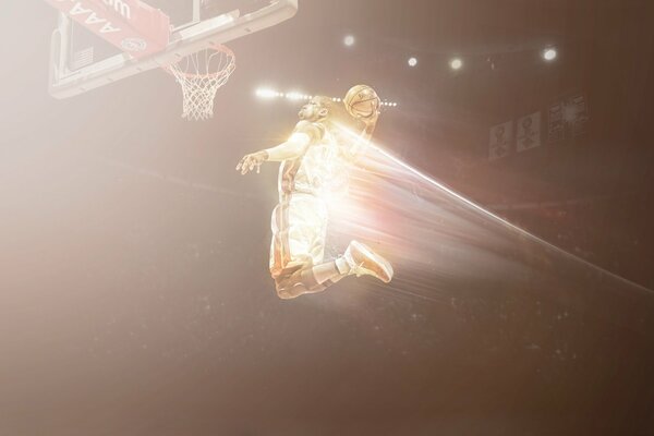 Dwyane Wade of the Miami team in flight