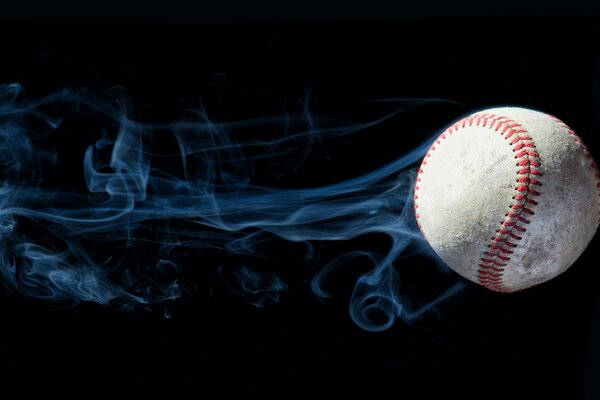 The ball flies and smokes