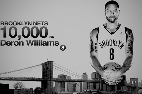 El jugador de baloncesto Deron Williams en la camiseta de Brooklyn