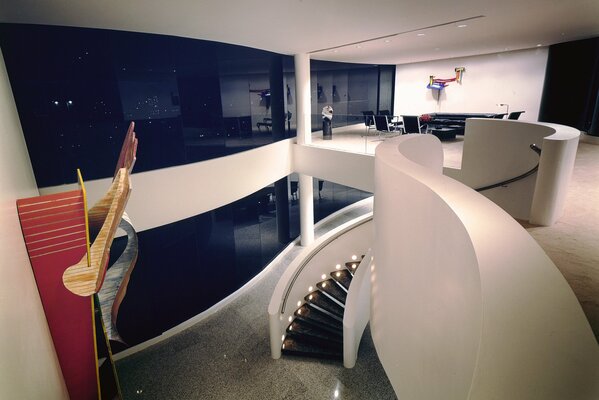 Stylish design of the villa with stairs