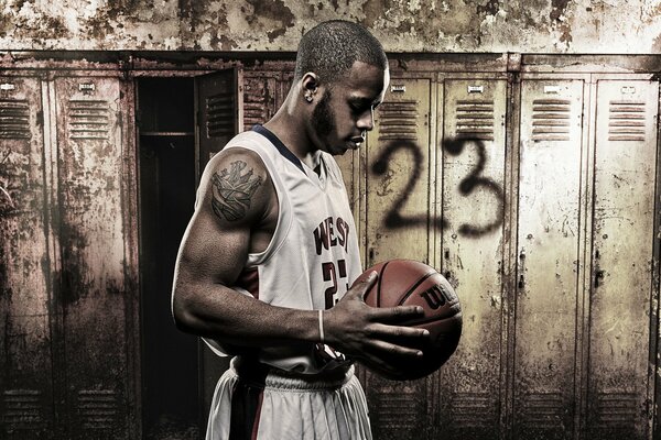 Terrence Hall, basketball player with a ball