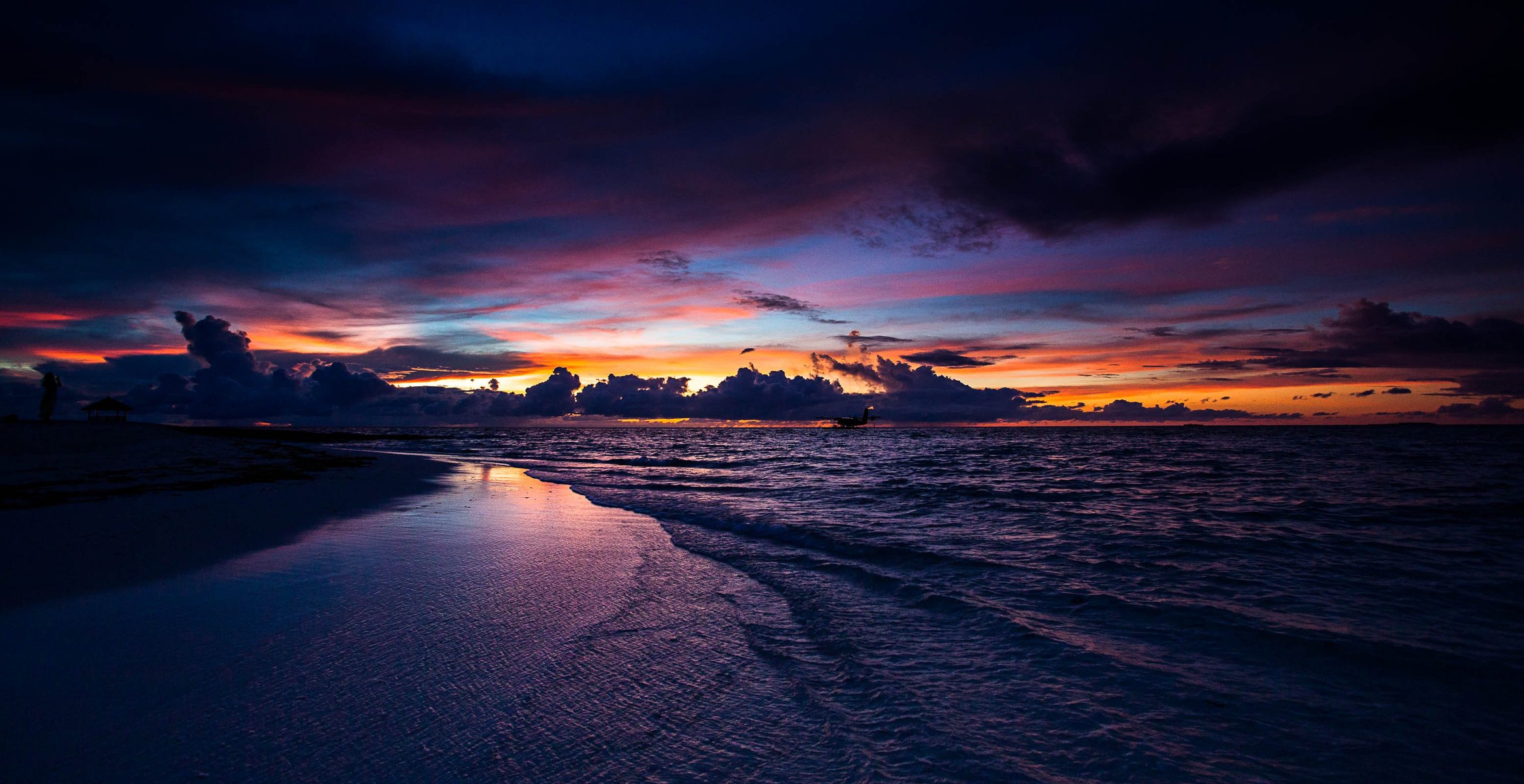 unset beach the maldives nature sea