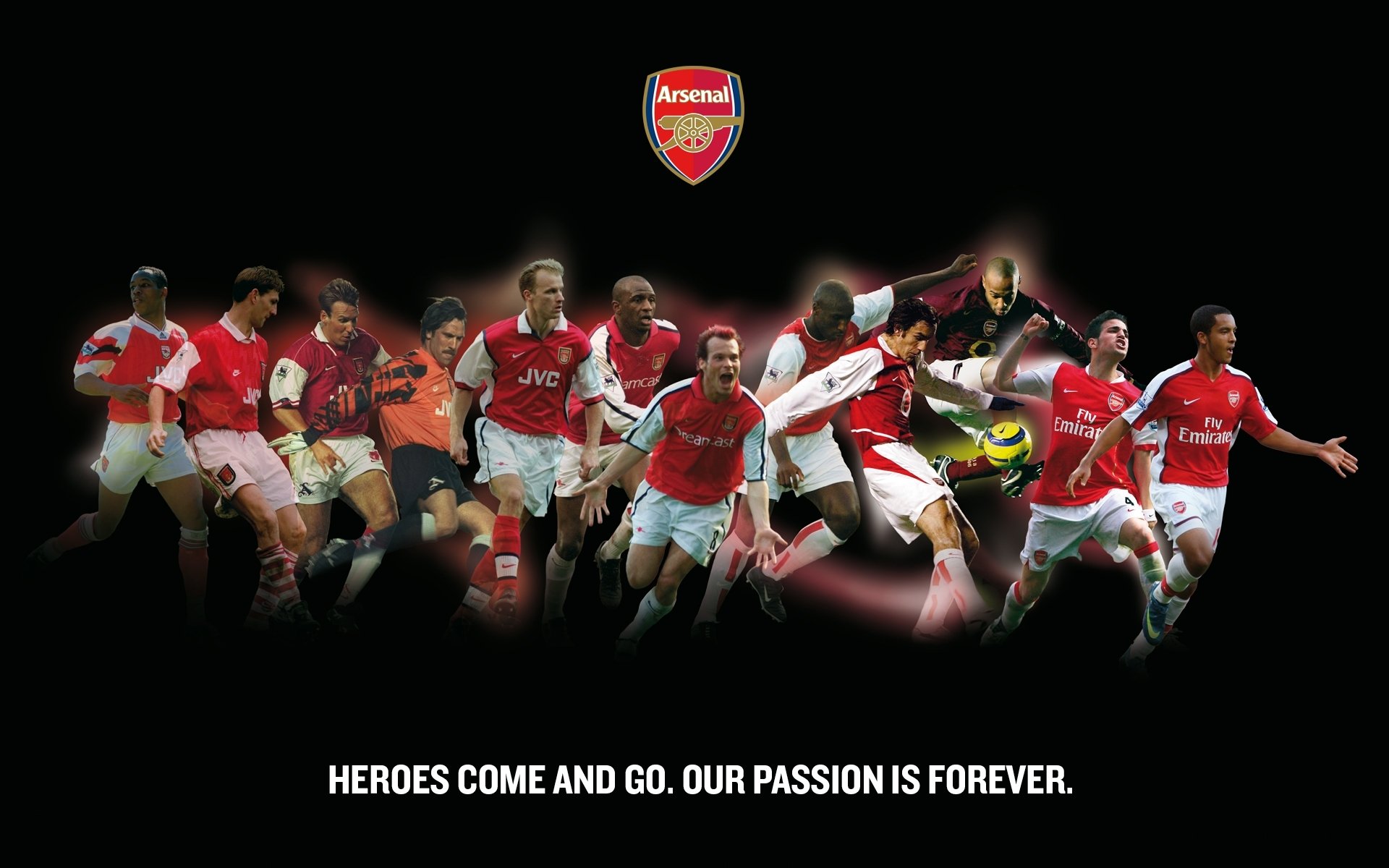 arsenal football club gunners emblem logo players inscription heroes come and go. our passion is forever heroes come and go. our passion is forever