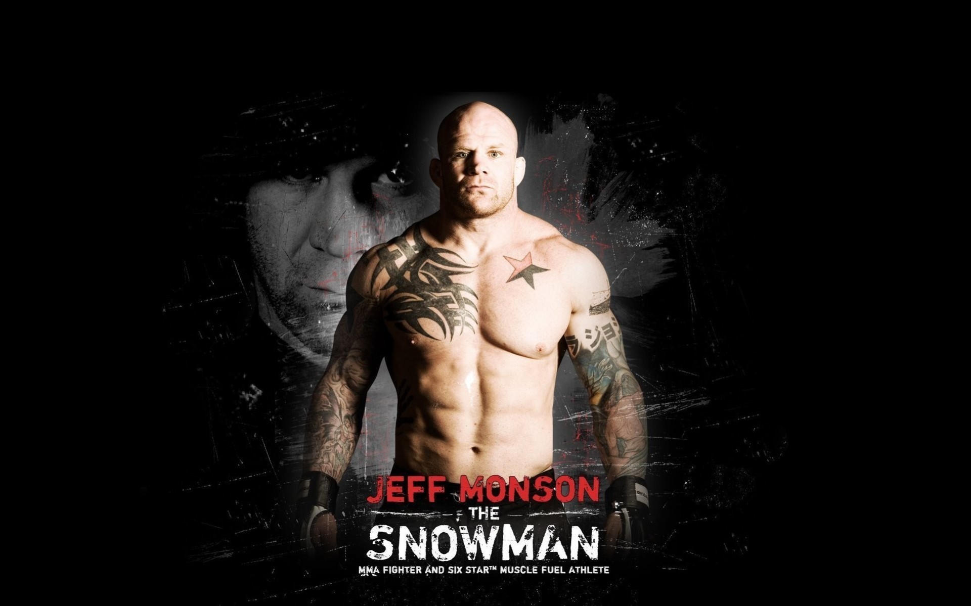 jeff monson schwarzer hintergrund kämpfer schneemann tattoo monson soldat muskeln nackter oberkörper tattoos ufc strikeforce