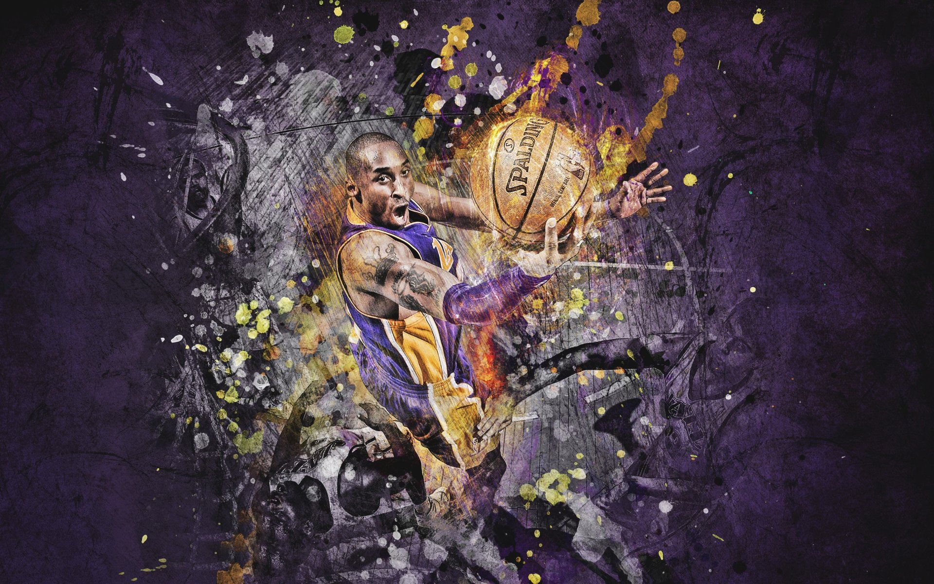 kobe bryant lakers joueur basket-ball figure balle spalding violet