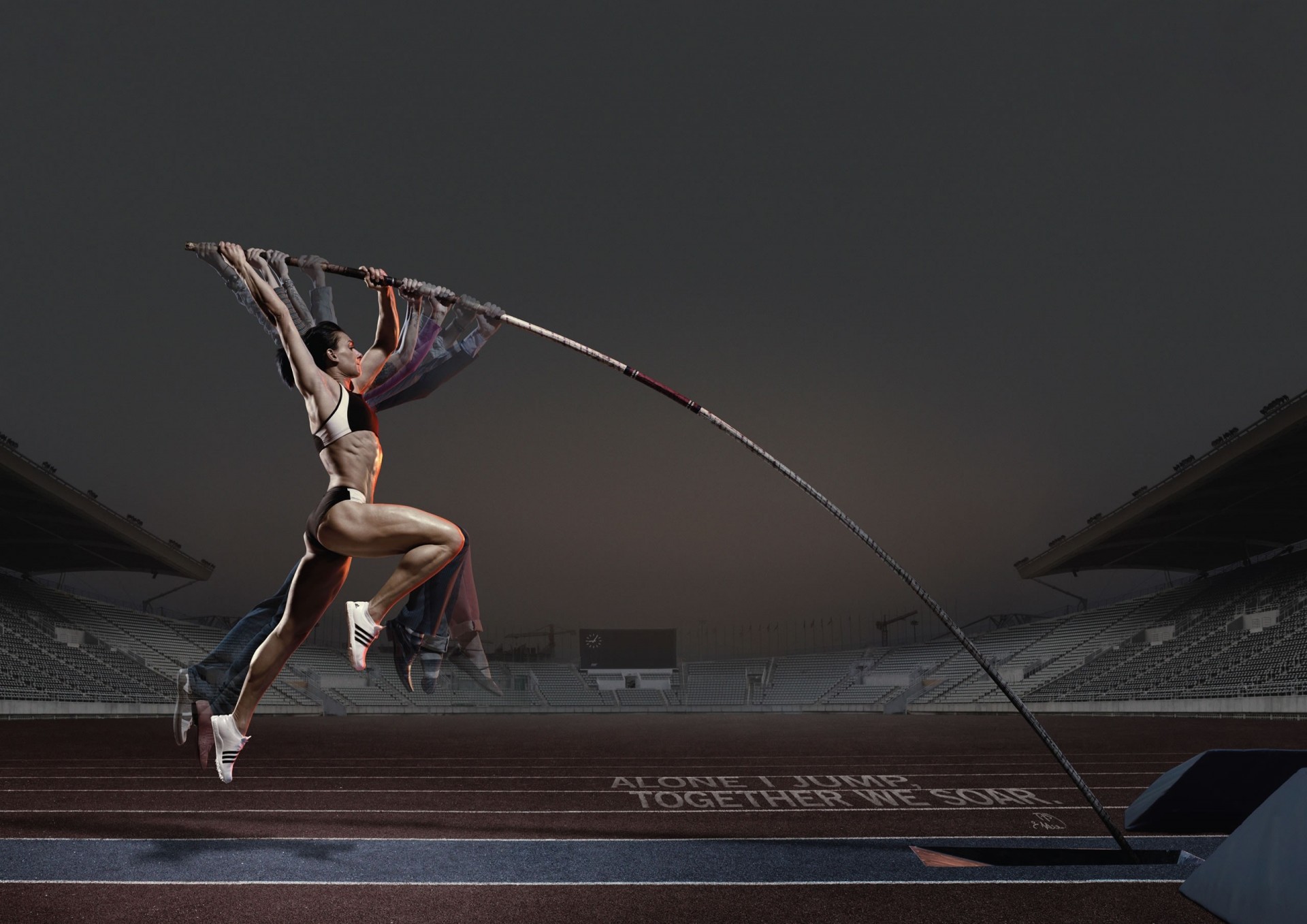 jump girl post pole vault advertising athlete adida