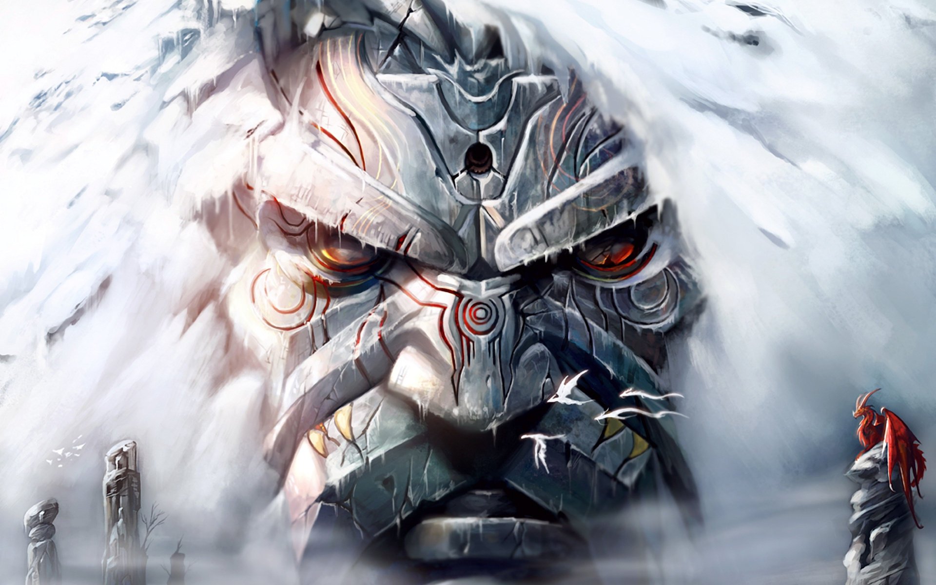 face dragon snow runes the guardian art rock