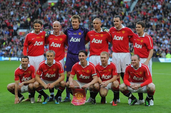 Foto dei calciatori della squadra del Manchester United