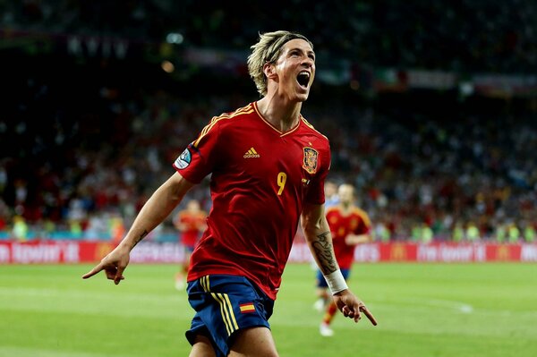 Screaming soccer player in Spain euro 2012