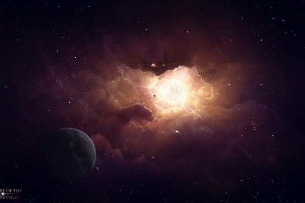 Nebulosa de estrellas en el espacio con luz brillante