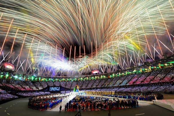 Closing of the Olympic Games in London. Firework