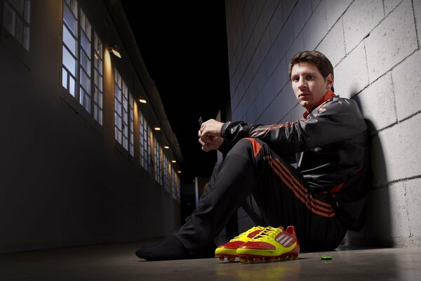 Footballer Messi in Adidas sneakers ads