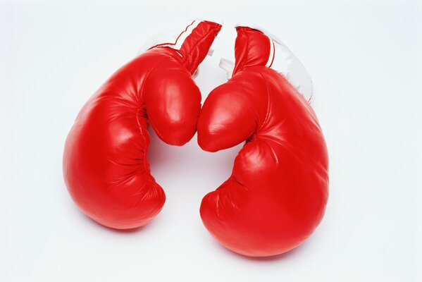 Boxing red gloves on a white background