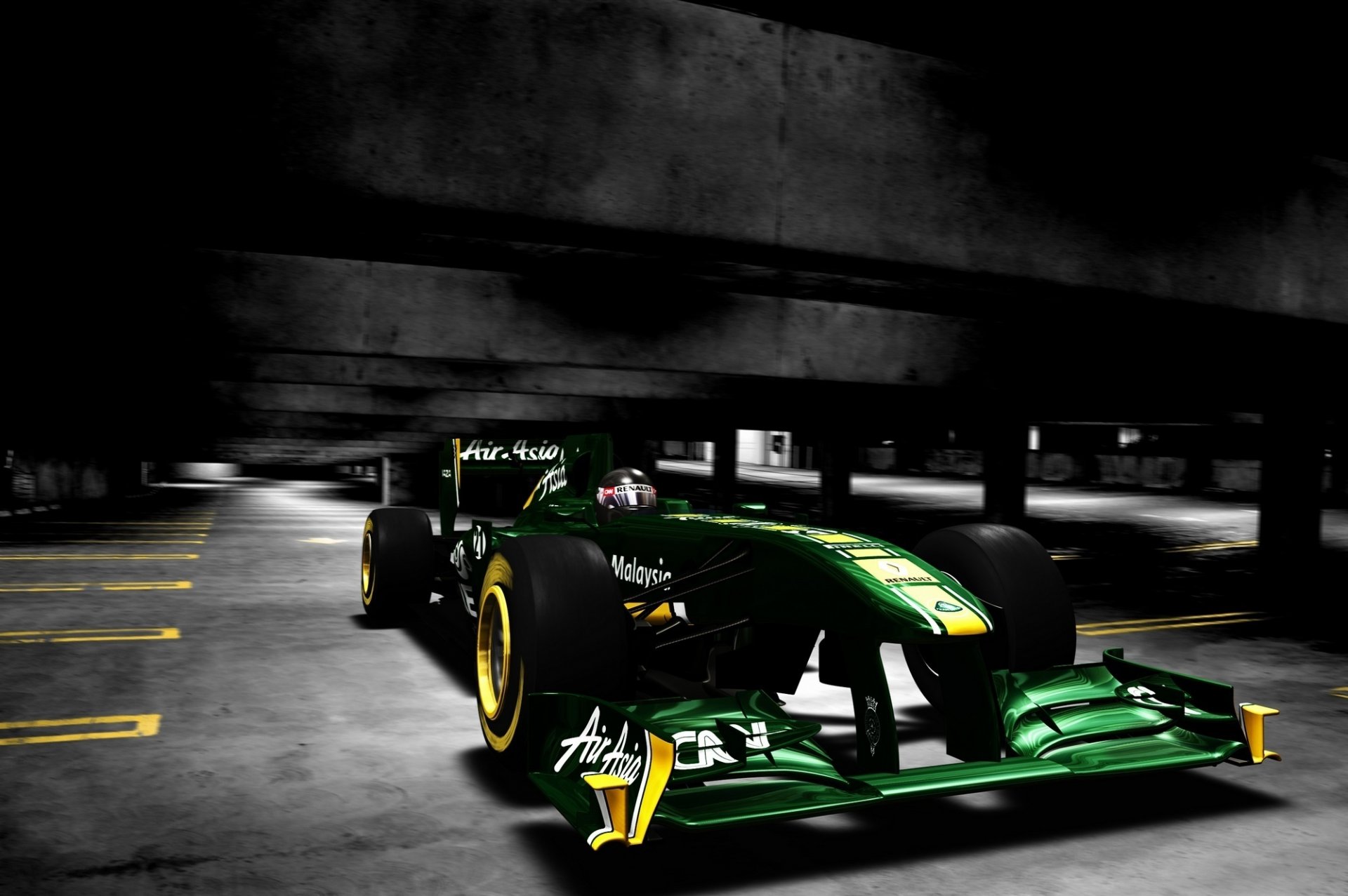 formula 1 car lotus renault green