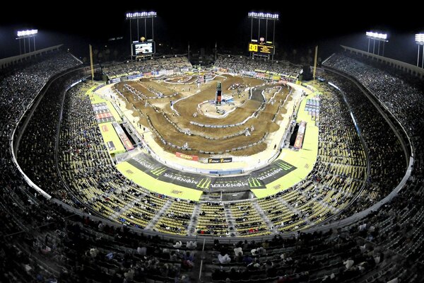 Racing Stadium with bleachers for fans