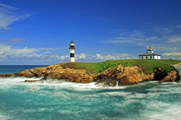 Spain lighthouse island, ribadeo on the high seas